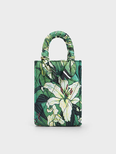 Botanical Print Fabric Tote Bag, Green, hi-res
