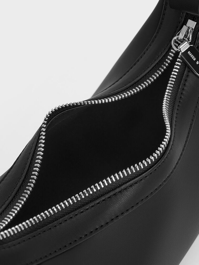 Aurelie Trapeze Hobo Bag, Noir, hi-res