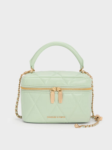 Arwen Quilted Top Handle Vanity Bag, Mint Green, hi-res
