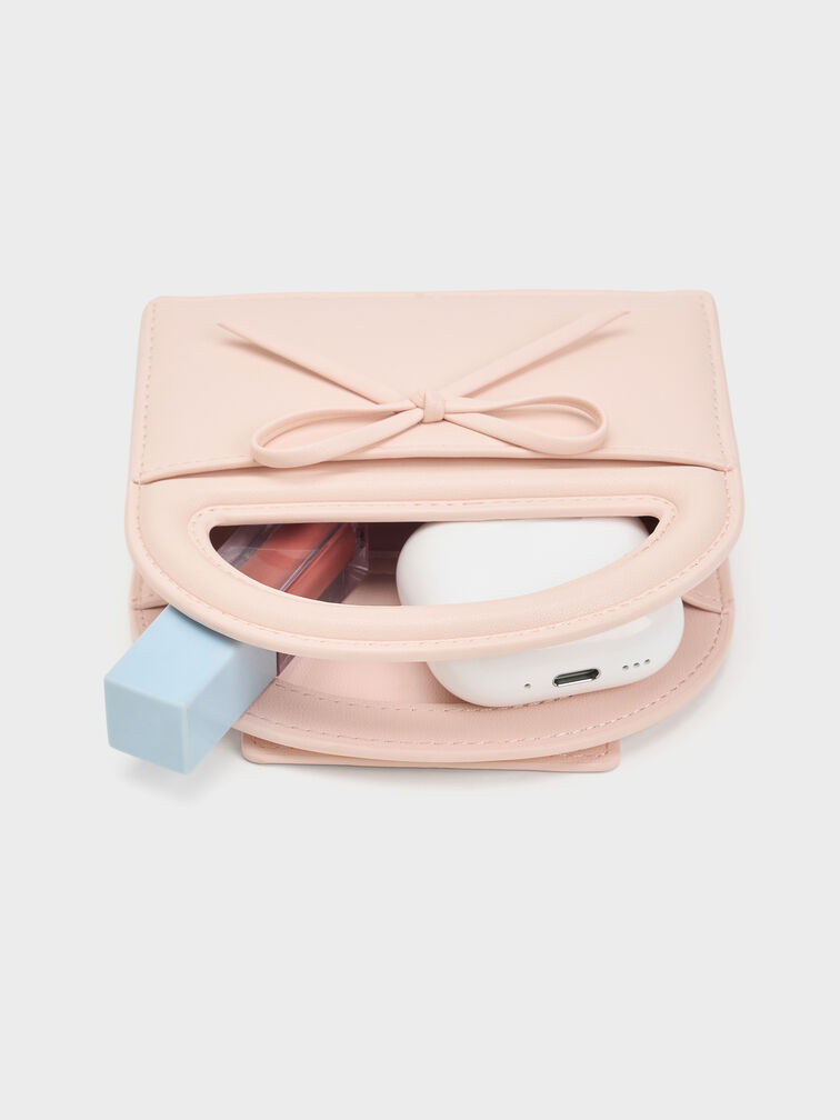 Reese Bow Top Handle Wristlet, Soft Pink, hi-res