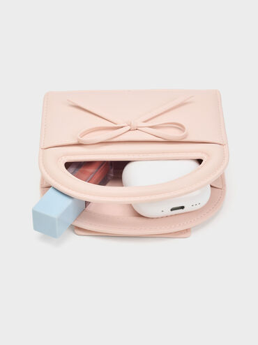 Reese Bow Top Handle Wristlet, Soft Pink, hi-res