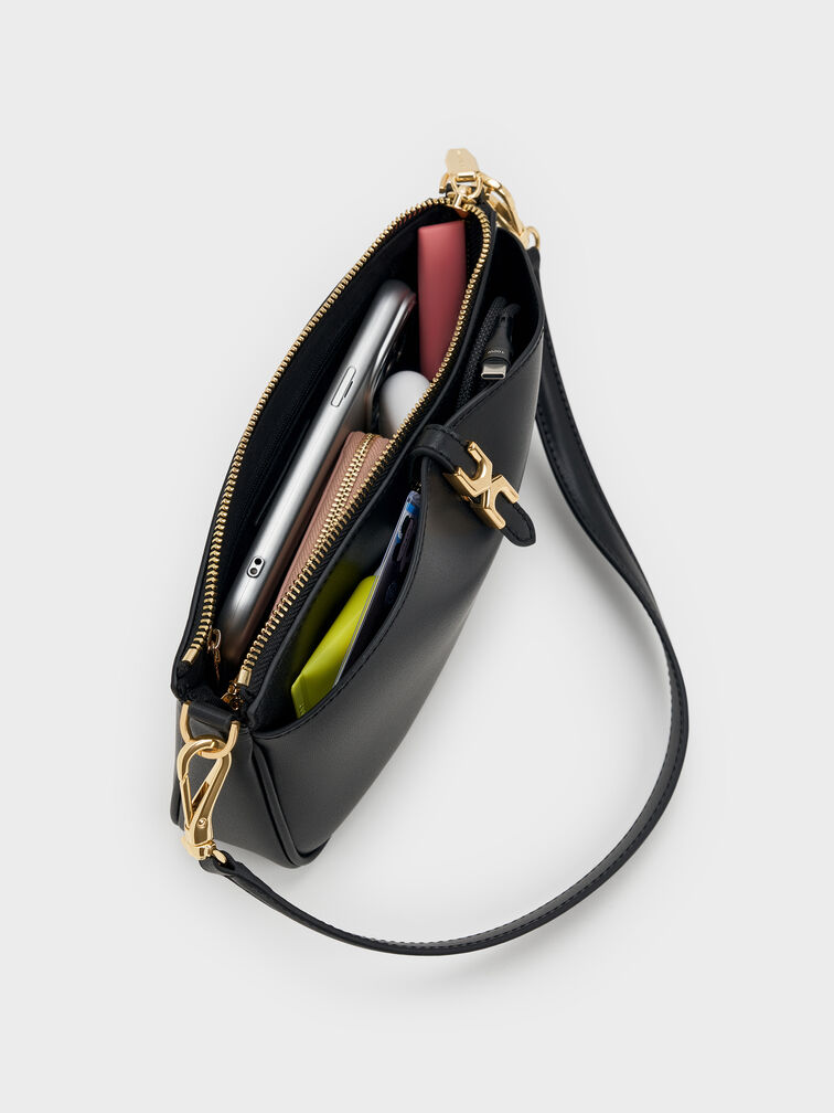 Adalyn Chain Shoulder Bag, Black, hi-res