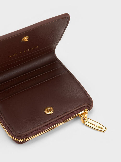 Zip Around Card Holder, Dark Brown, hi-res