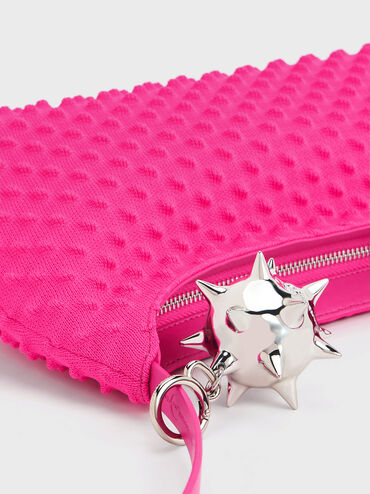 Spike Textured Shoulder Bag, Fuchsia, hi-res