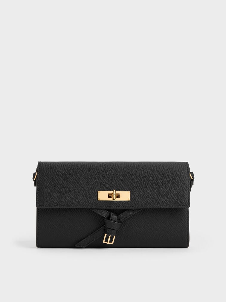 Tricha Knotted-Belt Crossbody Bag, Black, hi-res