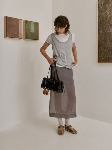 Tatiana Studded Shoulder Bag, Noir, hi-res
