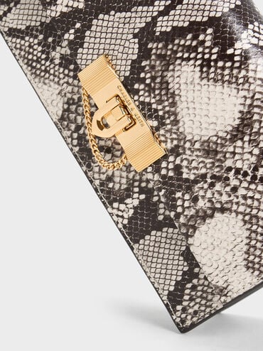 Tallulah Snake-Print Push-Lock Wallet, Ivory, hi-res