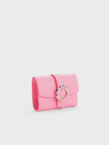Petra Flower Buckle Wallet, Pink, hi-res