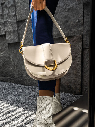 Gabine Saddle Bag, Cream, hi-res