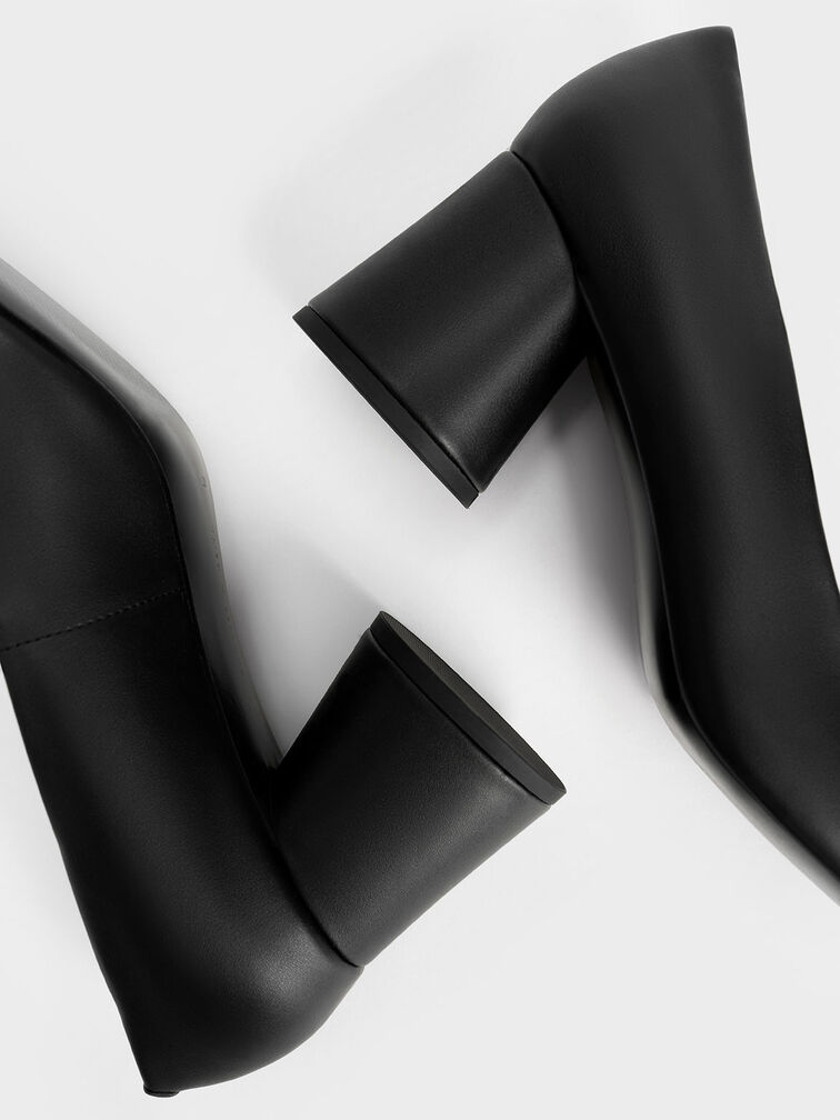 Circle Chain-Link Cylindrical Heel Pumps, Black, hi-res