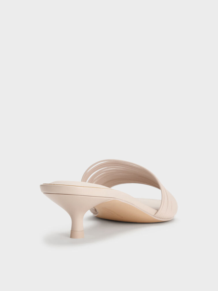 Fianna Strappy Kitten-Heel Mules, Beige, hi-res