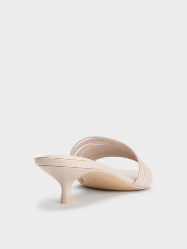 Fianna Strappy Kitten-Heel Mules, Beige, hi-res