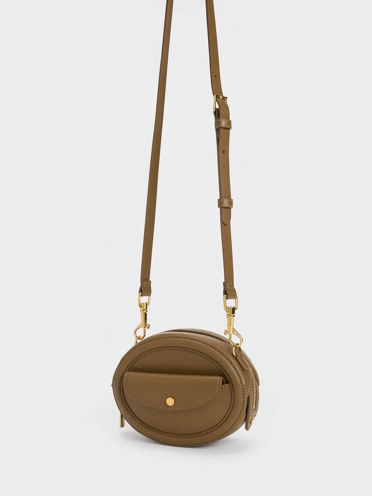 Chain Handle Oval Bag, Olive, hi-res