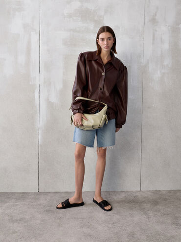 Bessie Side-Pocket Hobo Bag, Pale Olive, hi-res