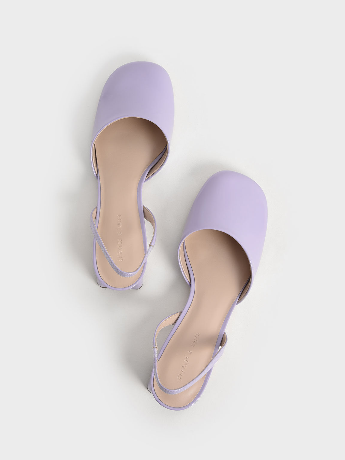 Patent Round Toe Slingback Pumps Lilac