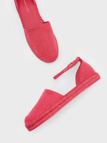 Woven Ankle-Strap Espadrille Flats, Fuchsia, hi-res