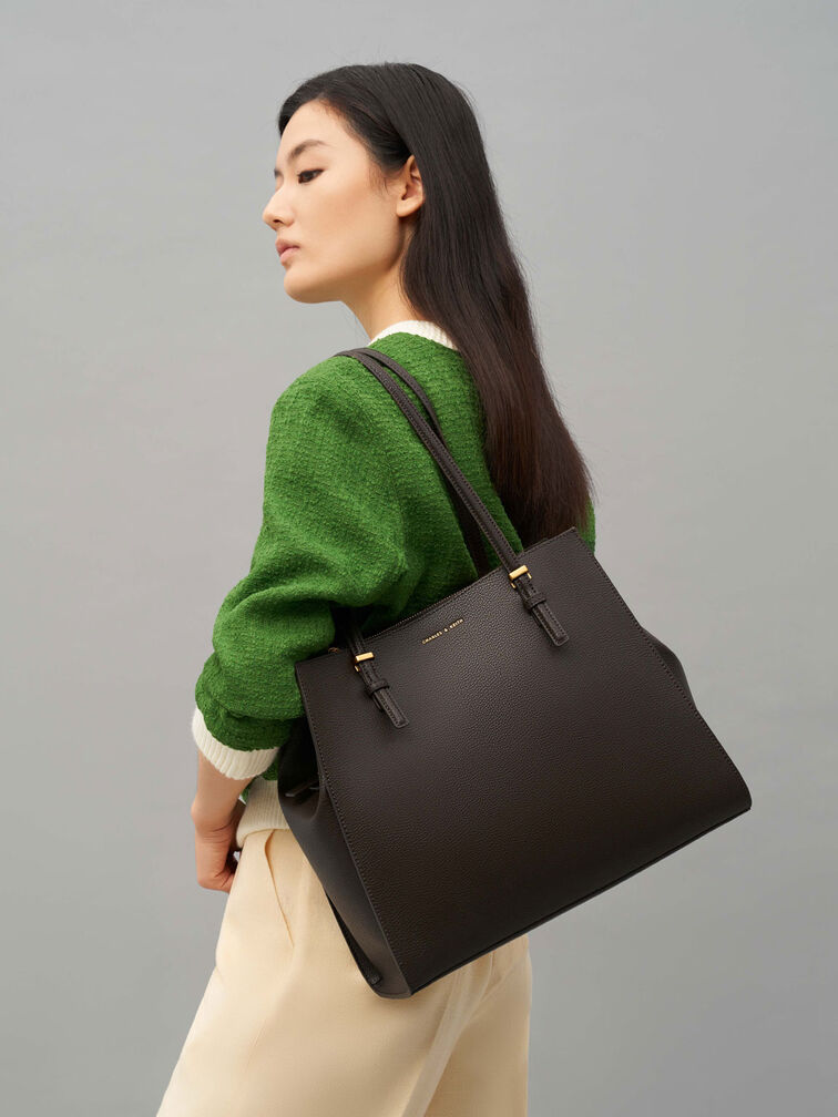 Large Double Handle Tote Bag, Dark Moss, hi-res
