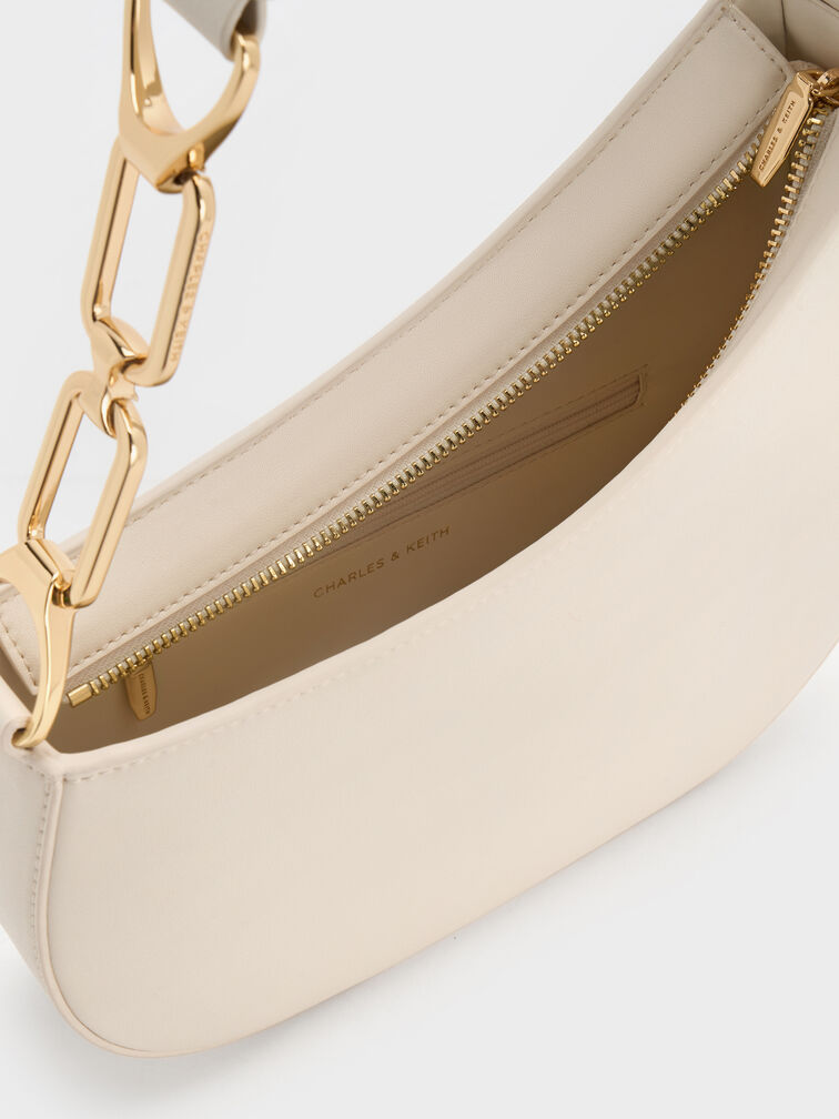 Agatha Chain-Accent Shoulder Bag, Cream, hi-res