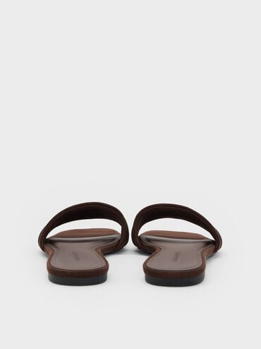Leslie Faux Suede Slide Sandals, Dark Brown, hi-res