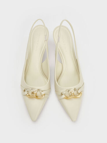 Chain-Link Accent Slingback Pumps, Chalk, hi-res