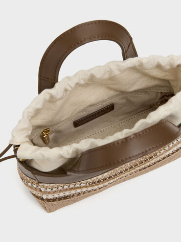 Girls' Ida Multi-Stripe Knitted Mini Bag, Multi Brown, hi-res