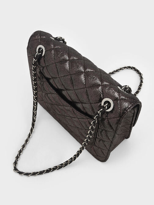 Quilted Push-Lock Clutch Bag, Multi, hi-res