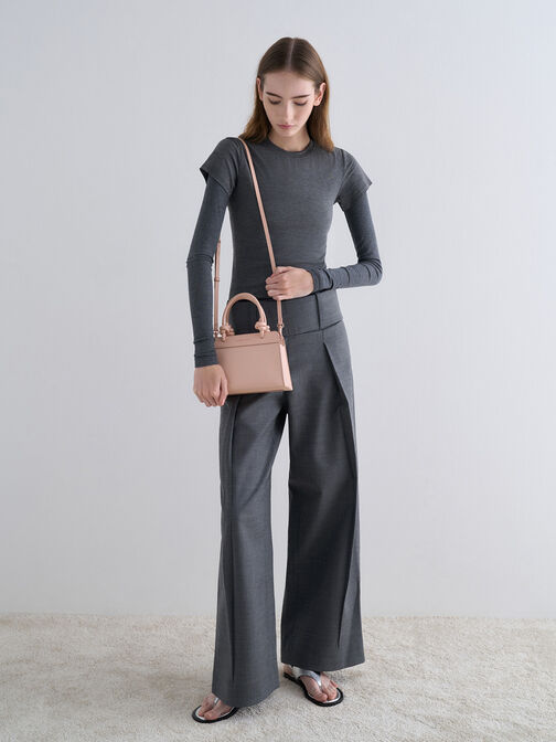Sabine Knotted-Handle Trapeze Tote Bag, Light Pink, hi-res