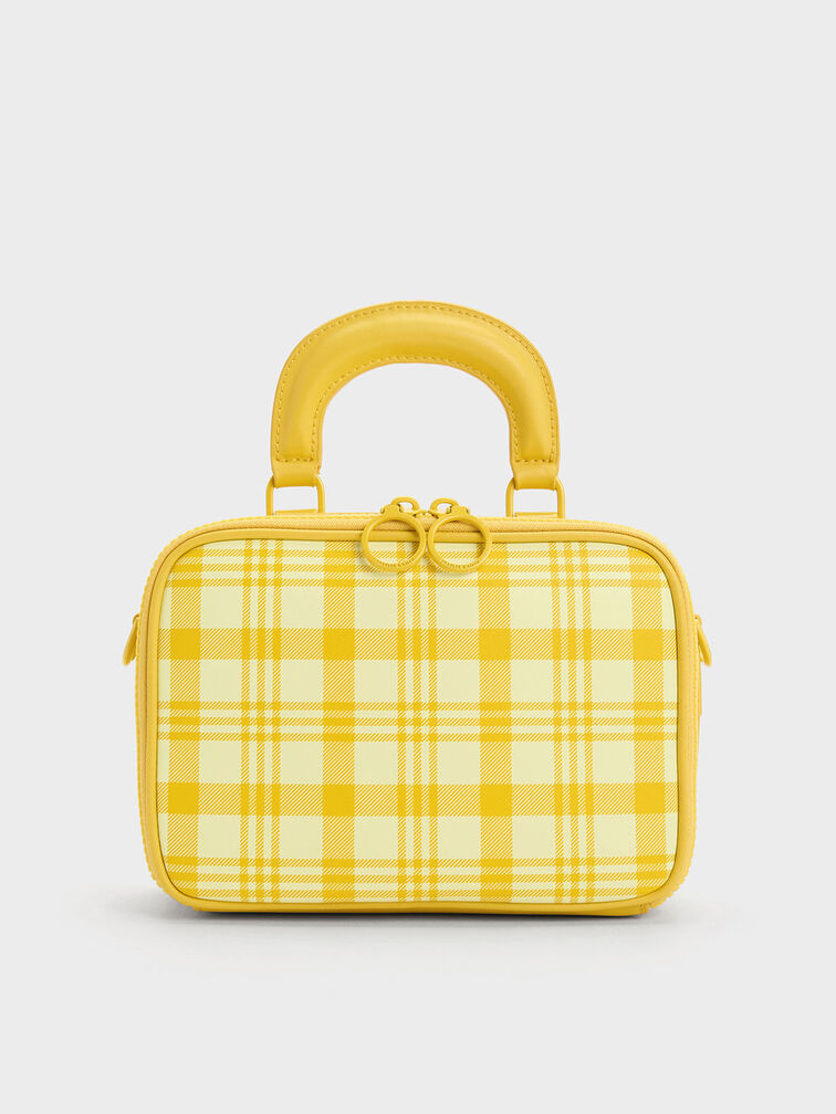 Cyrus Checkered Boxy Bag, Yellow, hi-res