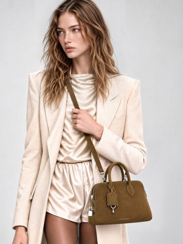 Ginevra Structured Bowling Bag, Sahara Sand, hi-res