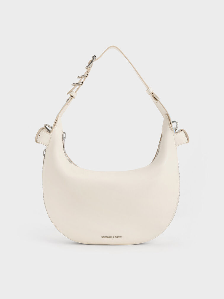 Saskia Crescent Hobo Bag, Cream, hi-res