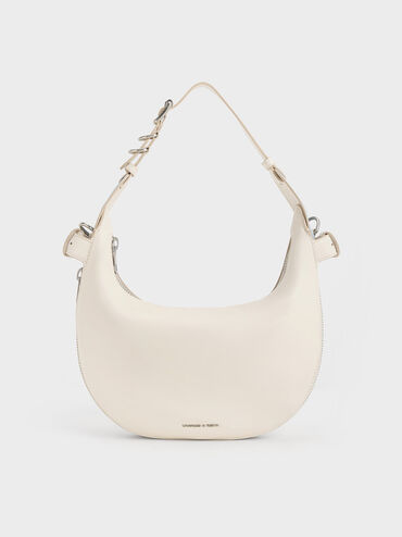 Saskia Crescent Hobo Bag, Cream, hi-res