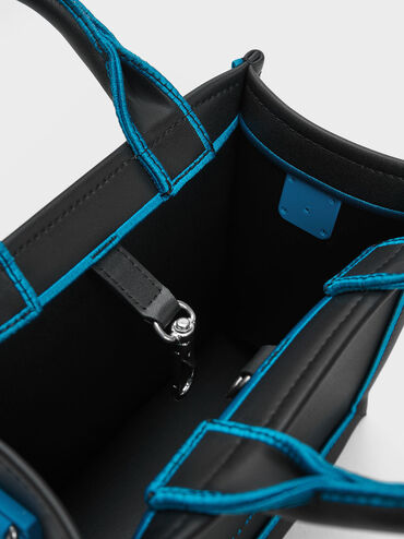 Mini Jump Contrast-Trim Tote Bag, Black, hi-res