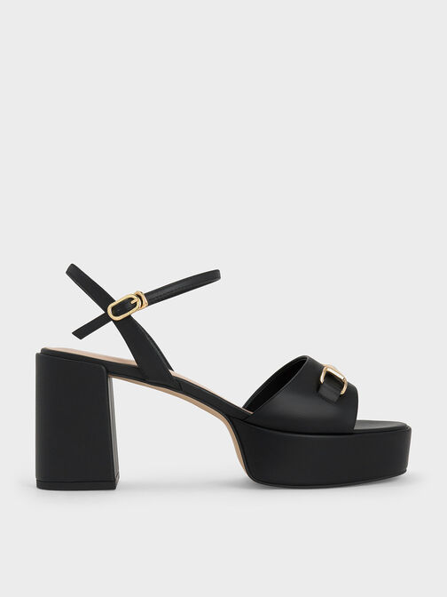 Leslie Metallic Accent Platform Slingback Sandals, Black, hi-res