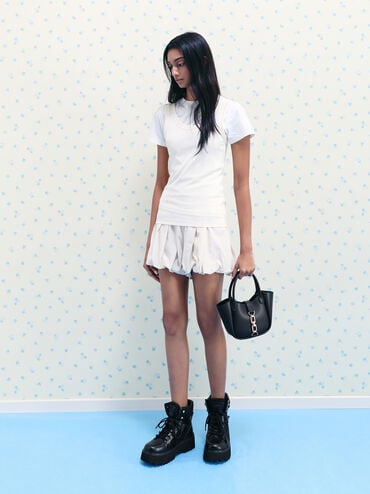 Agatha Chain-Accent Tote Bag, Black, hi-res