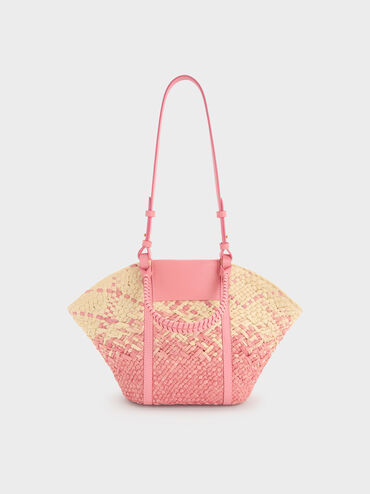 Shalia Raffia Basket Bag, Guava Pink, hi-res