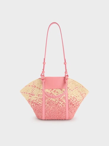 Shalia Raffia Basket Bag, Guava Pink, hi-res
