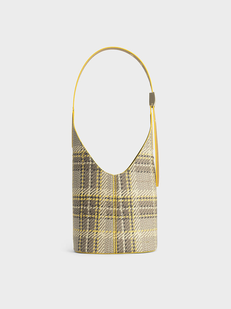 Altea Large Plaid Bucket Bag, Yellow, hi-res