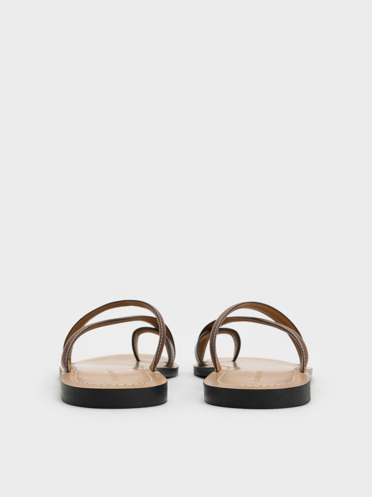 Crossover Toe-Ring Sandals, Cognac, hi-res