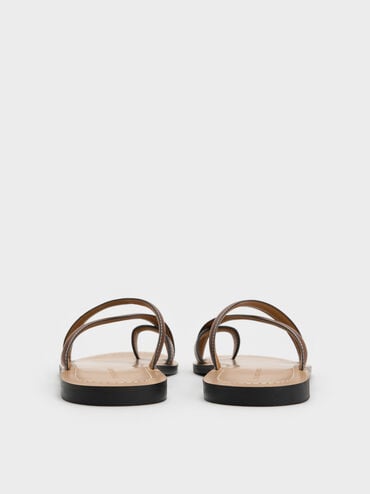 Crossover Toe-Ring Sandals, Cognac, hi-res