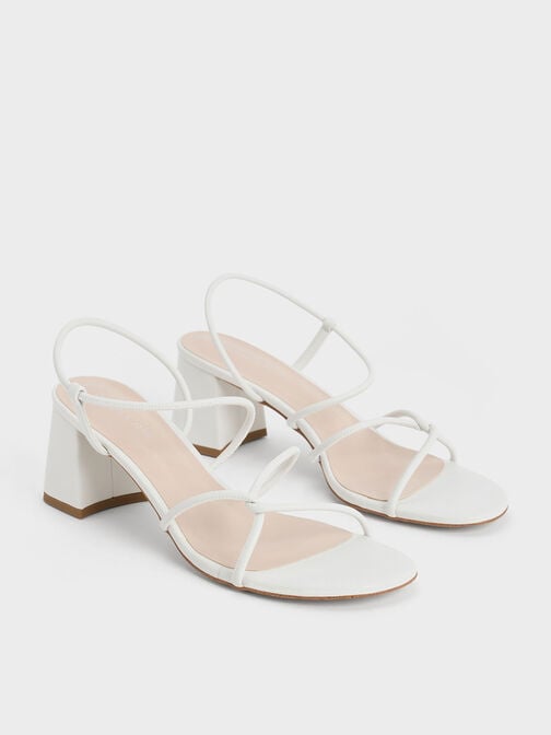 Meadow Strappy Block Heel Sandals, White, hi-res