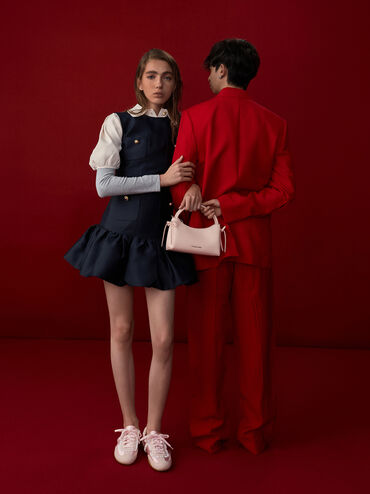 Hazel Bow Top Handle Bag, Soft Pink, hi-res