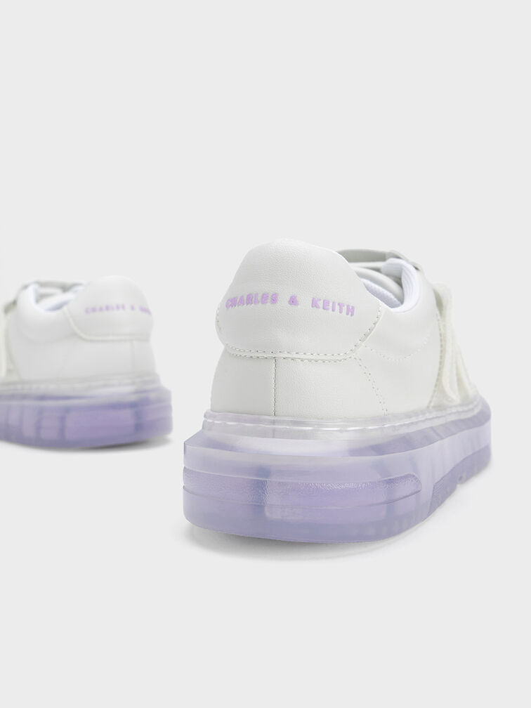 Translucent Coloured Sole Low-Top Sneakers, Purple, hi-res