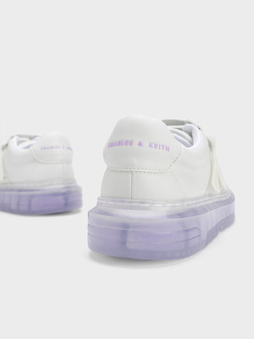 Translucent Coloured Sole Low-Top Sneakers, Purple, hi-res