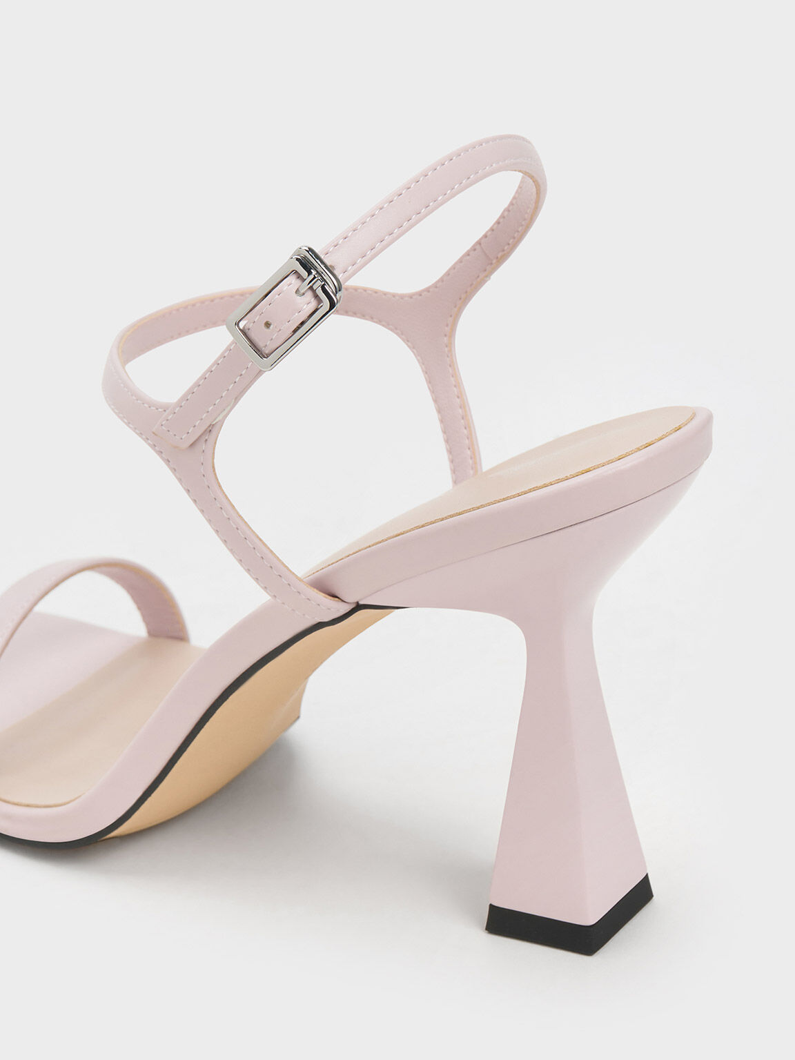 Square Toe Trapeze Heel Sandals Nude