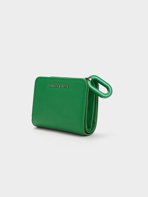 Oval Keychain Zip Wallet, Green, hi-res