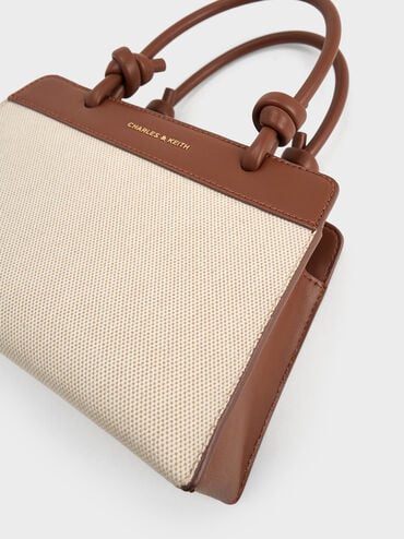 Sabine Canvas Knotted-Handle Tote Bag, Chocolate, hi-res