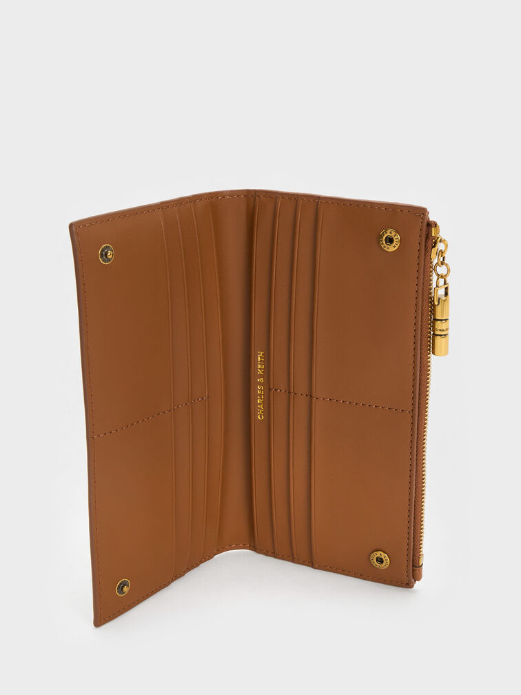 Cesia Top-Zip Long Wallet, Chocolate, hi-res
