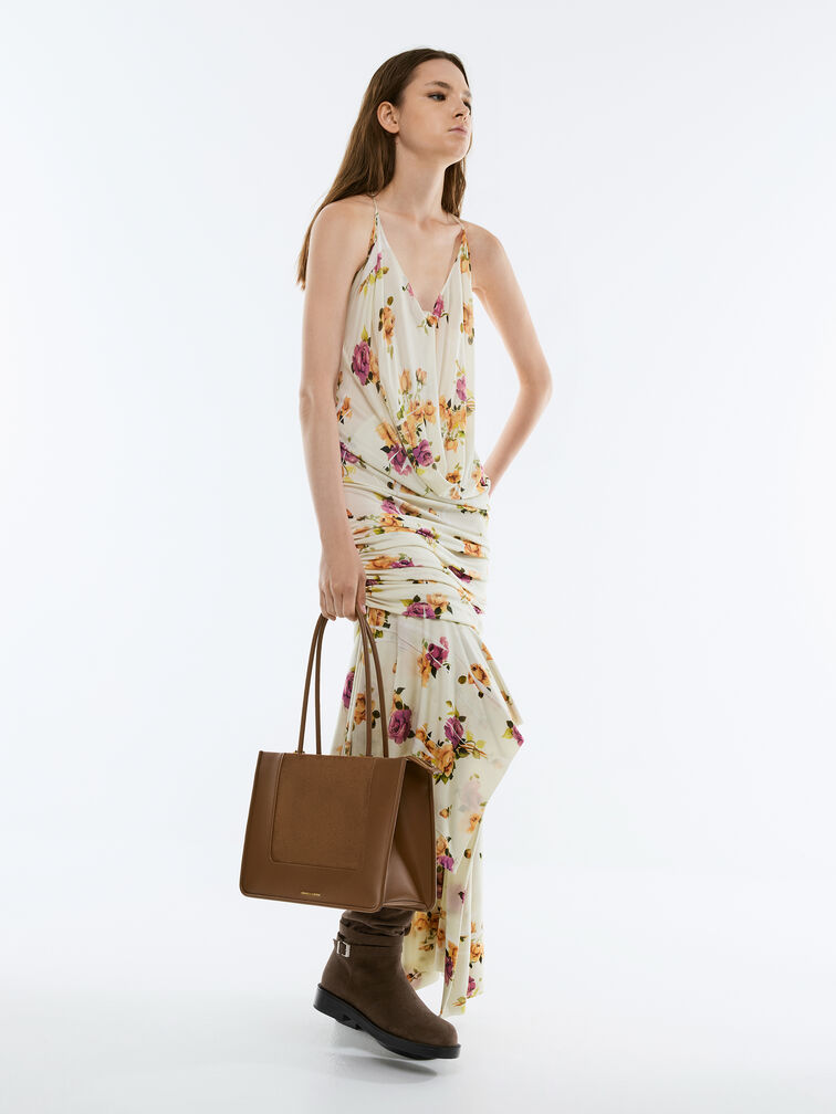 Daylla Recycled Suede Tote Bag, Mocha Brown, hi-res