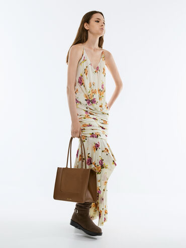 Daylla Recycled Suede Tote Bag, Mocha Brown, hi-res