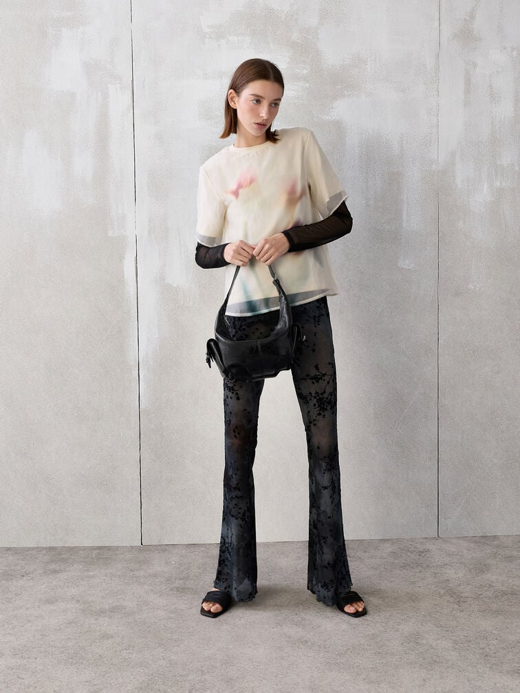 Bessie Side-Pocket Hobo Bag, Noir, hi-res